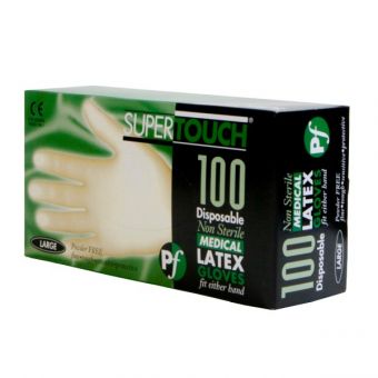 Latex Gloves Powder Free Single Use Size Large (Box of 100)